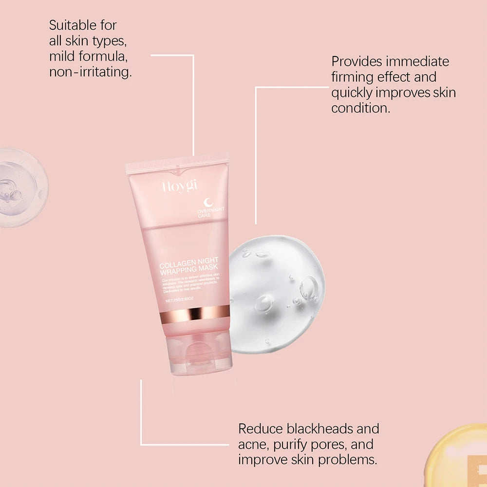 Revitalize Your Skin Overnight: 75G Collagen Peel-Off Mask for Hydration, Brightening, and Firming